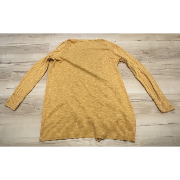 Eileen Fisher Petite Sm Sweater Open Cardigan Cotton Linen Slub Knit Yellow - Picture 3 of 8